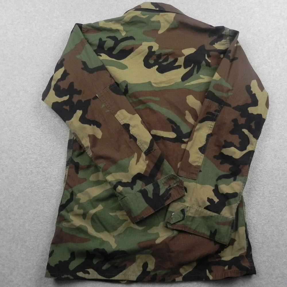 American Apparel Camo Combat Coat Mens Small Long Woodland Ripstop BDU Jacket